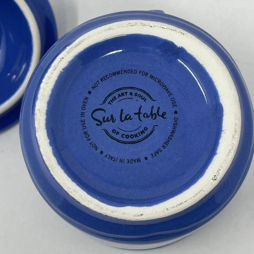 Sur La Table Cornflower Cobalt Blue Ceramic Canister Jar w Lid Berries Leaves